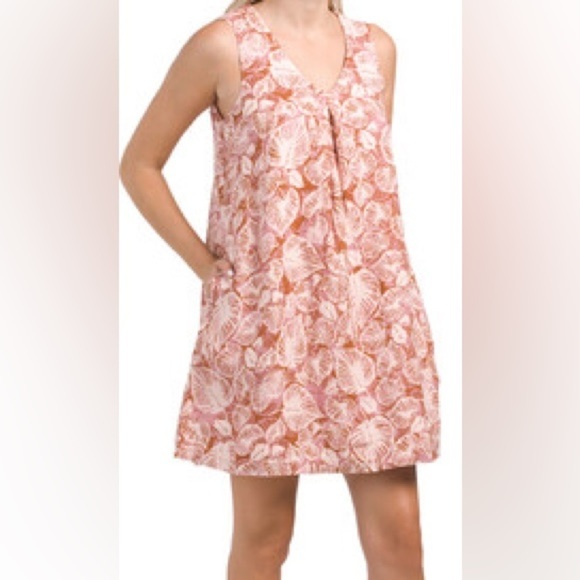 ⭐️Tahari,Softest Linen,V-neck,Lined,Fun Twirl-able Trapeze Dress, POCKETS,Size L - Picture 8 of 14